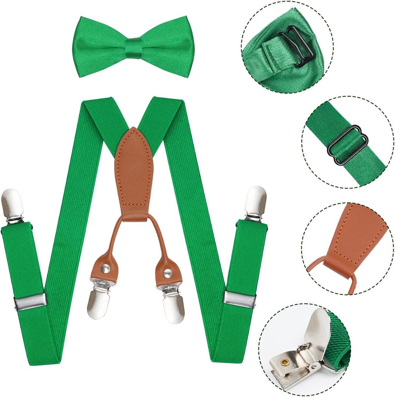 Topbuti Kids Boys Suspenders Bowtie Sets Adjustable Suspenders and Pre-tied Bow Tie with 4 Strong Metal Clips for Boys Girls - Image 3